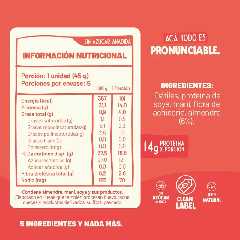 Protein Bar ALMENDRA (Caja de 5 Unidades) - Underfive