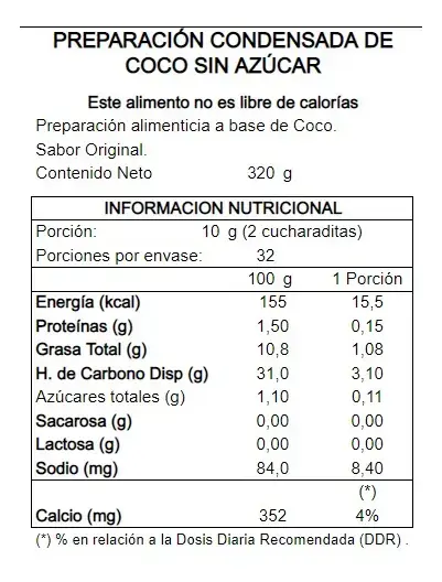 Condensada de Coco Sugar free 320g - Nature´s Charm