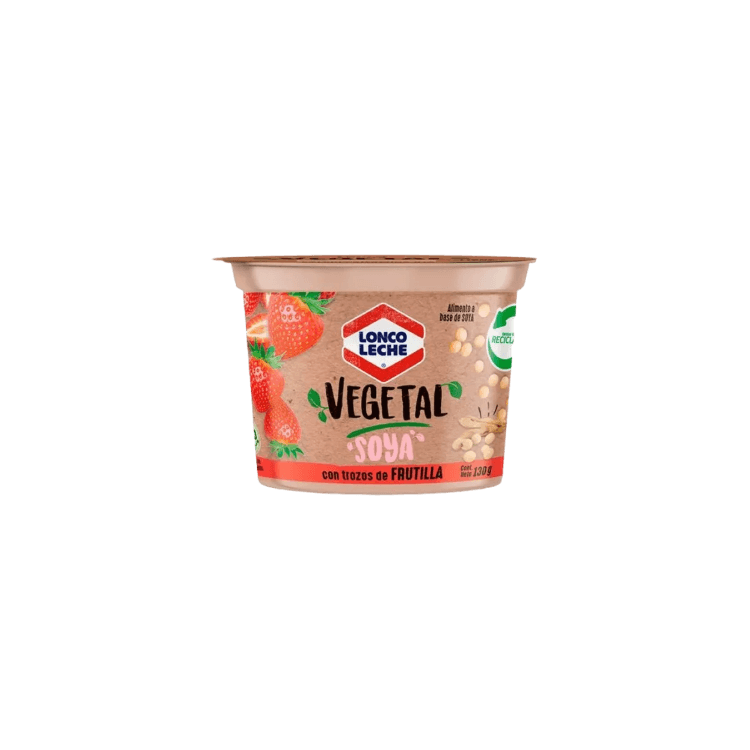 Yogurt de Soya con Trozos de Frutilla 130g – Lonco Leche