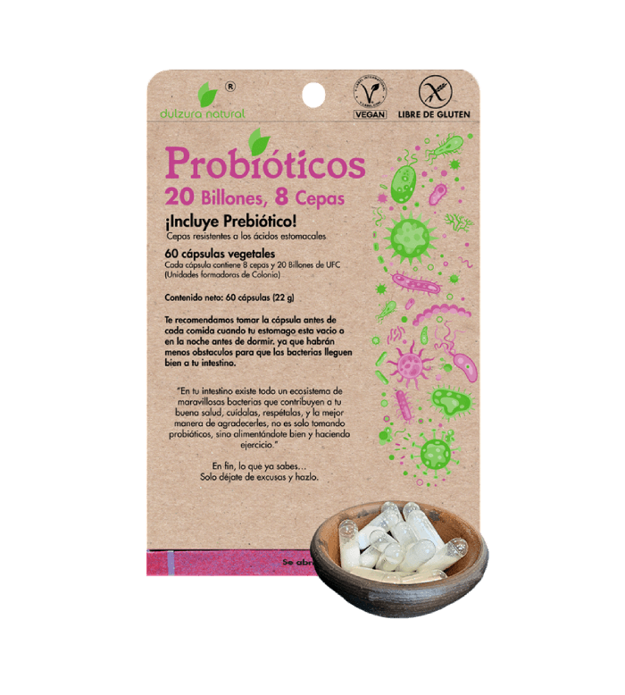Probióticos 20 Billones, 8 Cepas, 60 caps – Dulzura Natural