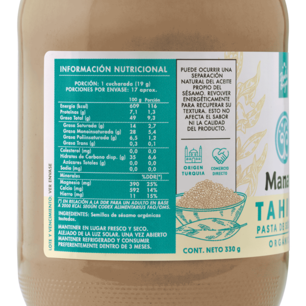 Tahini Orgánico 330g - Manare - Imagen 2