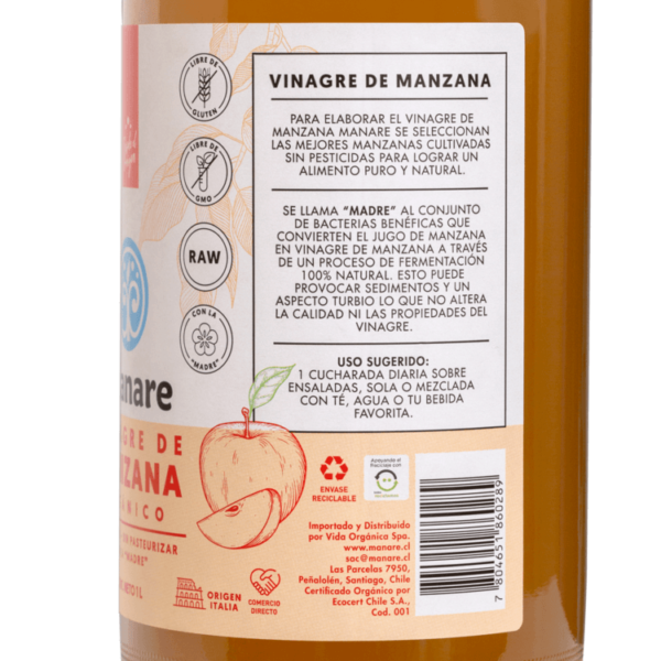Vinagre Manzana 1L Orgánico - Manare - Imagen 3