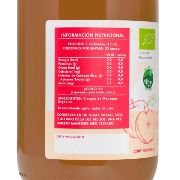 Vinagre Manzana 500mL Orgánico - Manare - Imagen 2