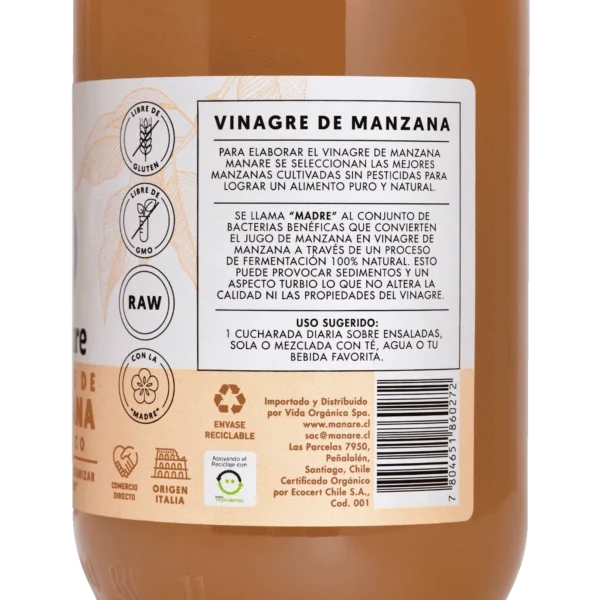 Vinagre Manzana 500mL Orgánico - Manare - Imagen 3