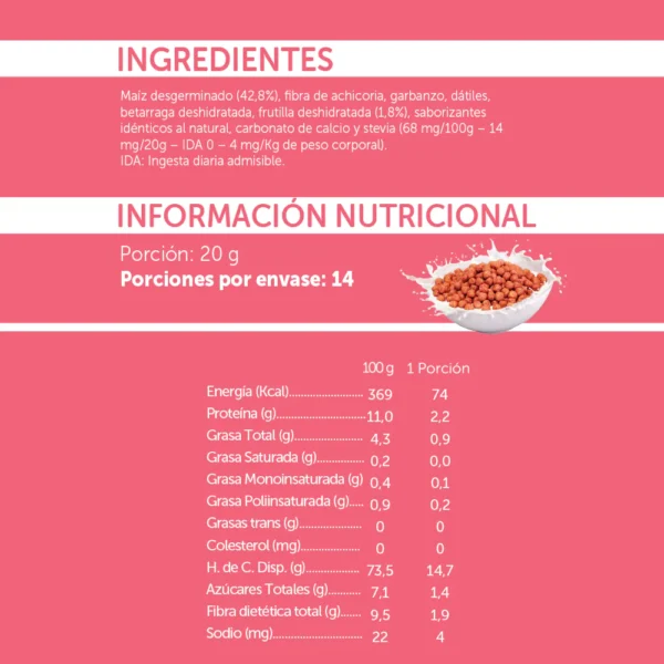 Cereal sabor Frutilla sin Gluten 280g - Mizo - Imagen 2