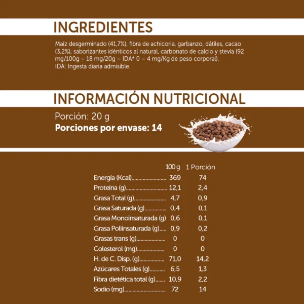 Cereal sabor Chocolate sin Gluten 280g - Mizo - Imagen 2